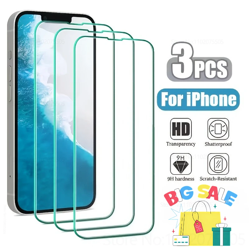

3Pcs for IPhone 15 Promax 16E 14 Plus 16 Pro HD Tempered Glass for IPhone 13 Promax 11 12Mini 6 7 8 XR XS Screen Protector Glass