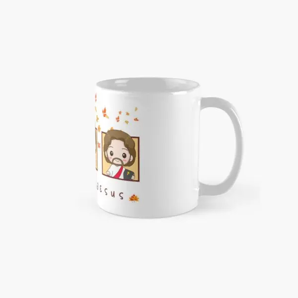 Fall For Jesus Classic  Mug Picture Simple Handle Round Coffee Drinkware Tea Design Gifts Printed Image Cup Photo