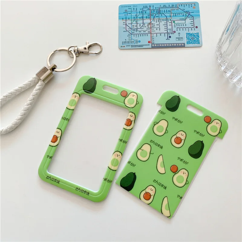 Student Cartoon Bus Card Case Badge Holder Cards Sleeve Animal Printed Id Credit Card Holder with Hand Rope Lanyard Cards Sleeve