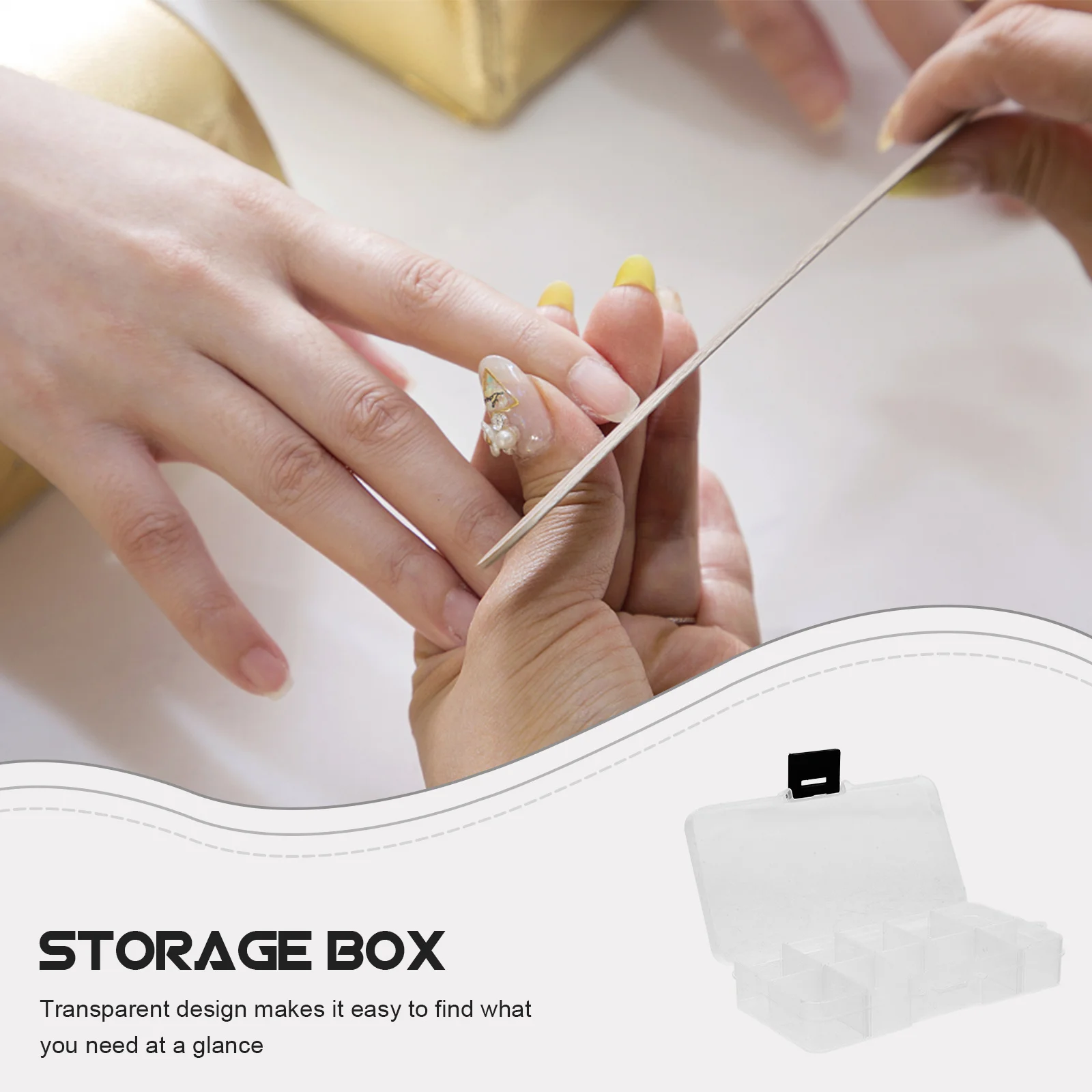 Custodia organizer trasparente per punte per unghie da 4 pezzi Texture pratica Design leggero per gli amanti delle unghie Scatola per decorazioni per manicure ovunque e ovunque