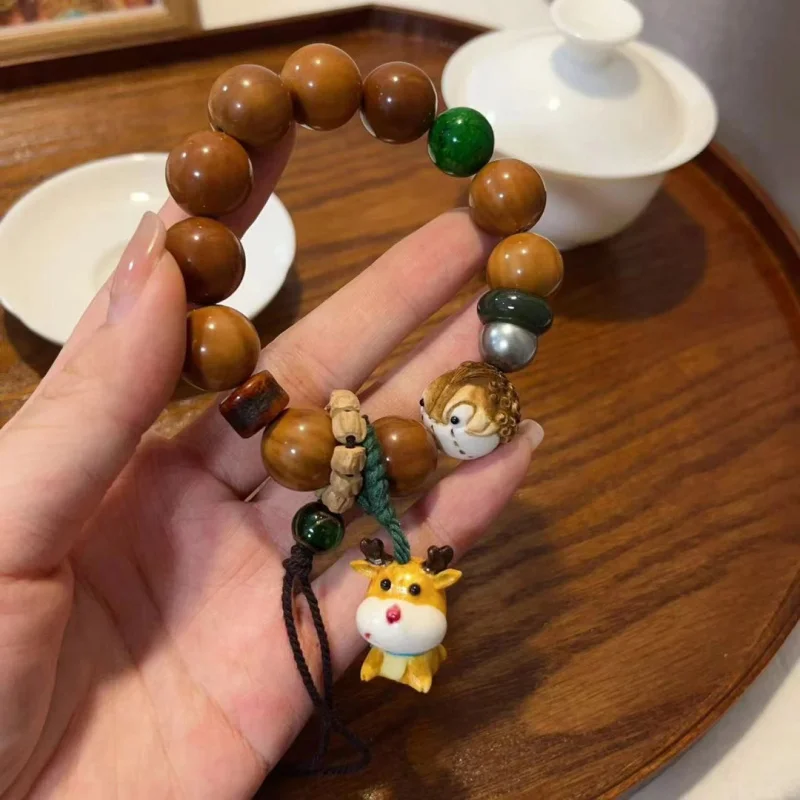 Design Monkey Single Circle Antlers Guagai Elk Jasper Flexible Ring Passion Fruit Seed Bracelet