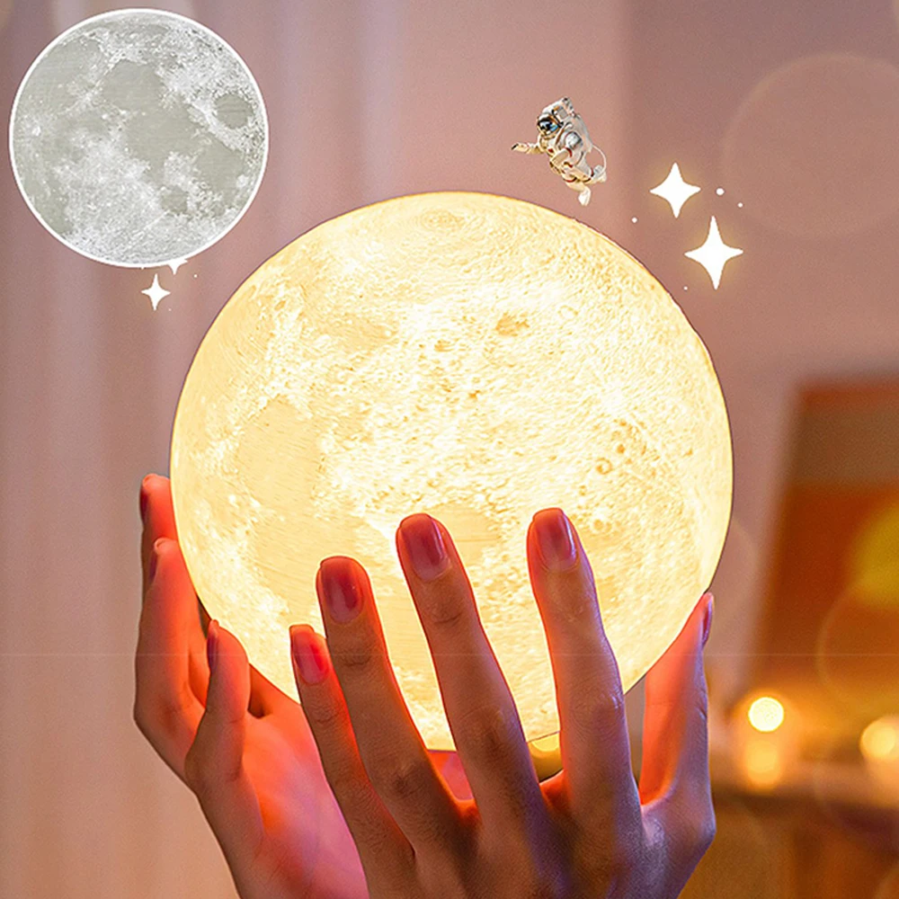 A dream rotating moon lamp moon lamp rotating sleeping moon night lamp bedroom desk rechargeable lamp bedside lamp creative gift