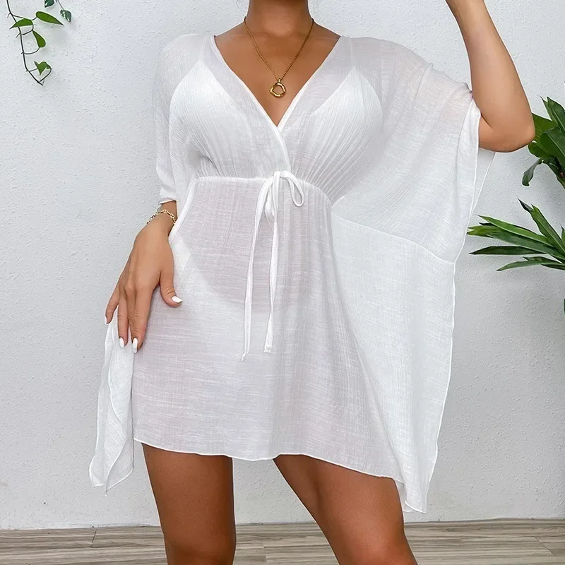 Verano Beachy cubrir BIKINI mujeres Vestido de playa encubrimientos traje de baño moda suelta ropa de playa sólida traje de baño