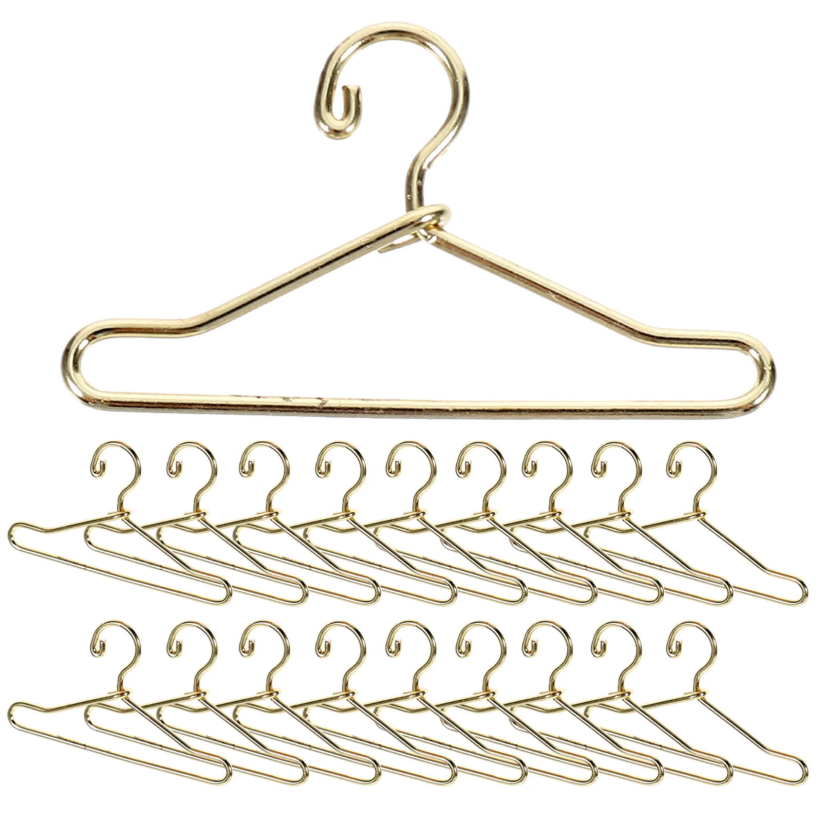 20 Pcs Clothing Hangers Closet Accessories 40mm Metal Color Baby Rag Small Clothes Miniature Golden House Mini House Decor