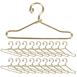 20 Pcs Clothing Hangers Closet Accessories 40mm Metal Color Baby Rag Small Clothes Miniature Golden House Mini House Decor
