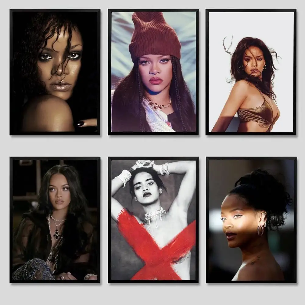المغني R-ريهانا-مثير المشارك لا مؤطرة المشارك كرافت نادي بار ورقة خمر ملصق جدار الفن اللوحة غرفة نوم دراسة ملصقات #1