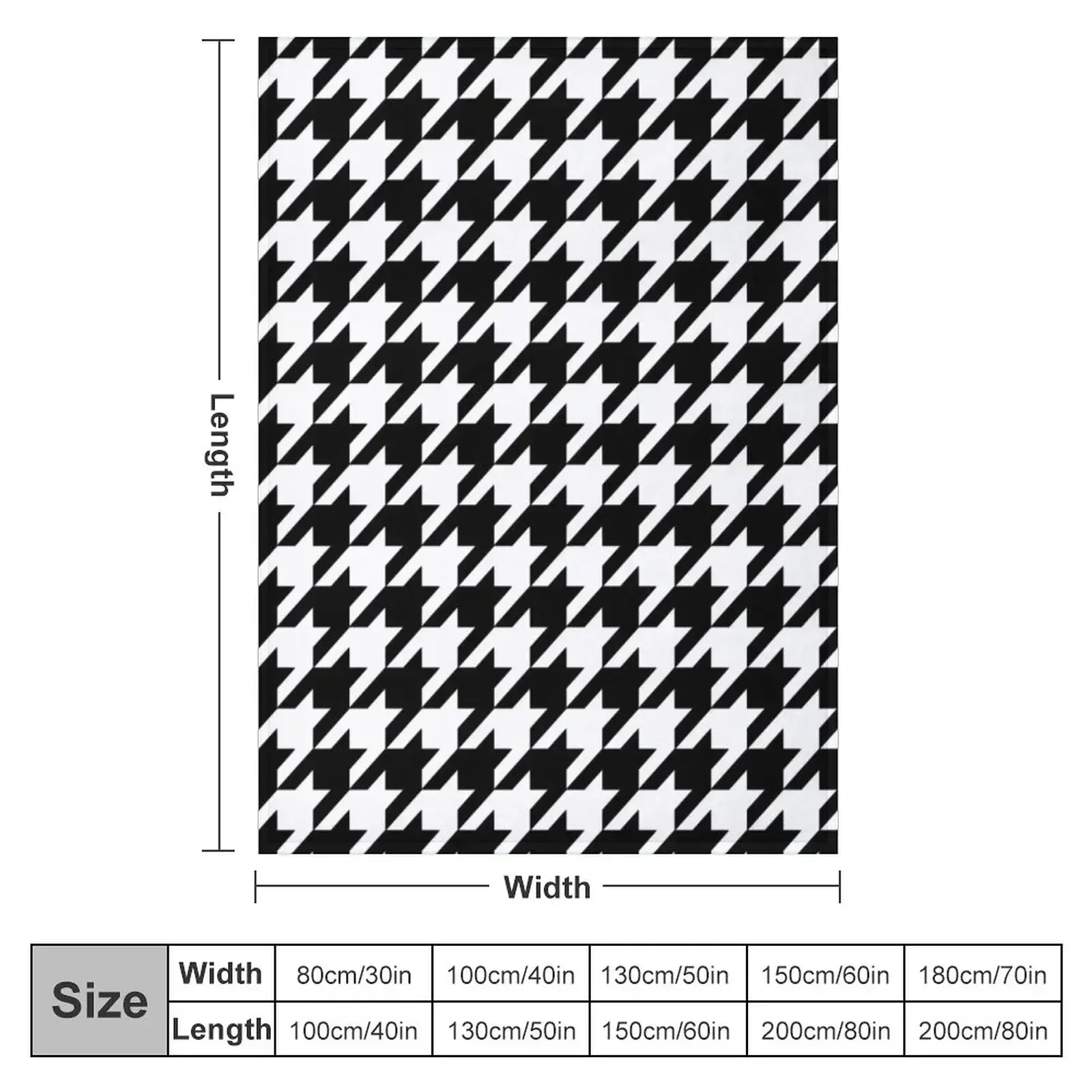 Black and White Houndstooth Throw Blanket Loose Camping Bed linens Decorative Throw For Sofa Thin valentine gift ideas Blankets