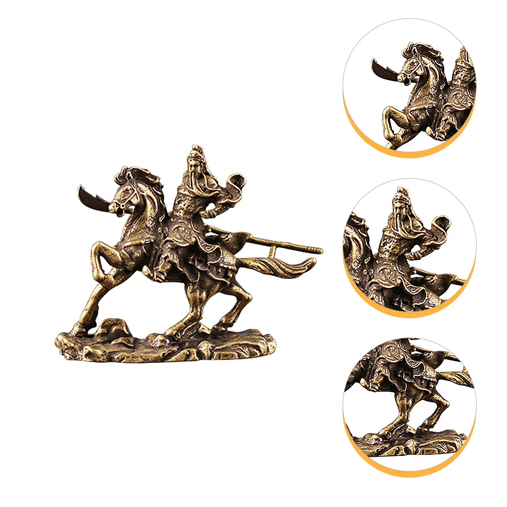 Sprinting Horse Figurines Guan Gong Ornaments Brass Decor Modeling Yu Horseback