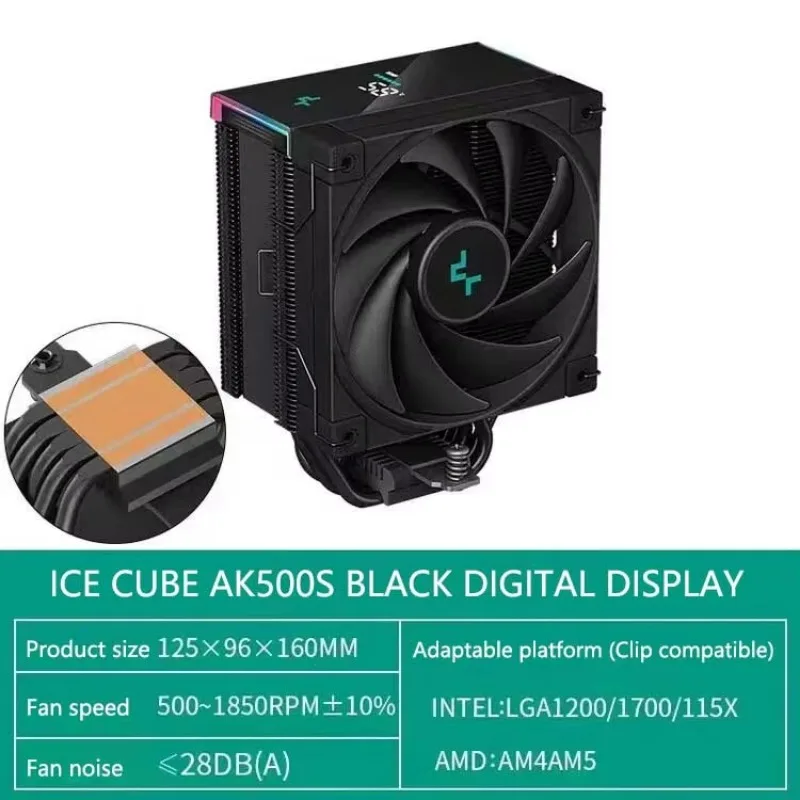 

2025 hot sale DEEPCOOL 500S Core Parameters Digital Display Version 5 Heat Pipes CPU Cooler Fan for Processor Socket LGA17