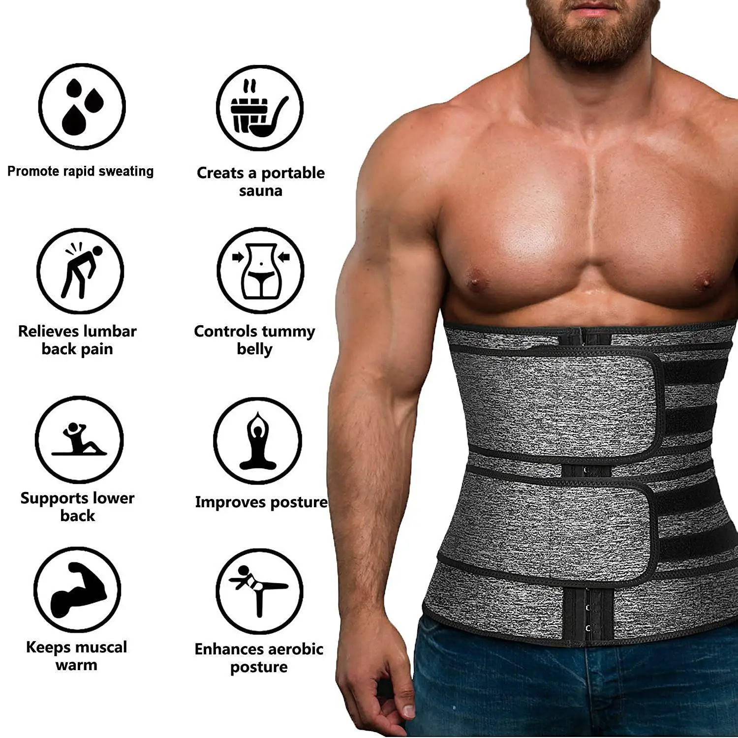 A65G-Waist Trainer Waist Trimmer Belly Slimming Belt Adjustable For Weight Loss Fitness Workout Sport Tummy Control