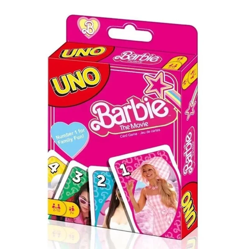 Mattel 게임 UNO Barbie 카드 게임, TV 쇼 테마 그래픽 및 특별 규칙, 2-10 인용, 가족의 밤