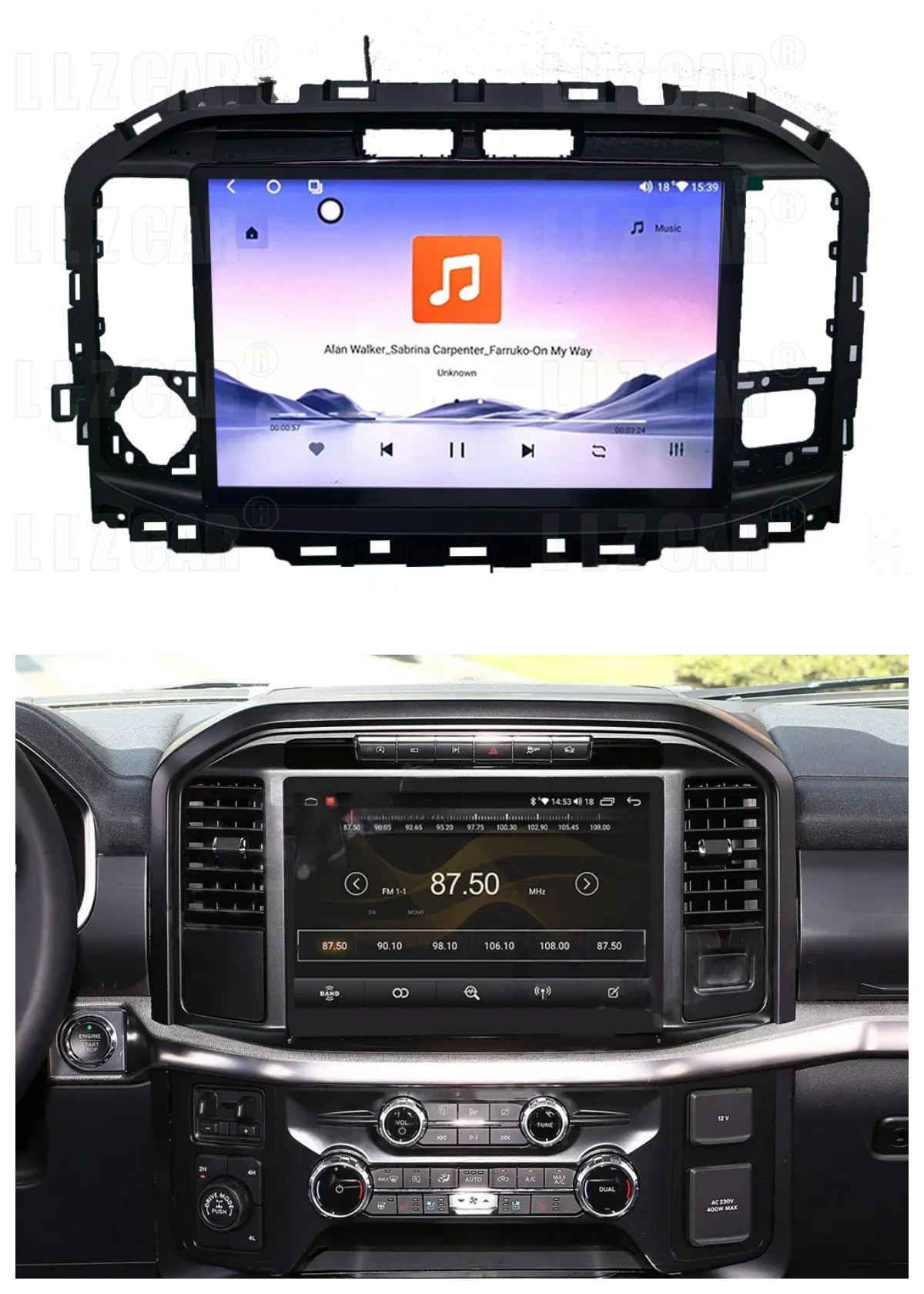13.3 inch Screen Andorid Car Radio Media Video Player For Ford Raptor F150 F250  F350 F450 F650 2022  2023 2024 Carplay GPS Navi