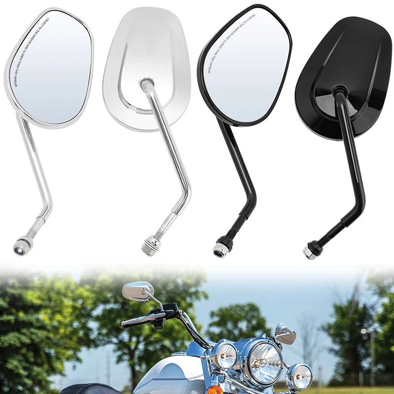 

Chrome Black Motorcycle Rear View Side Mirrors 8MM Thread For Harley Softail Sportster XL883 1200 Touring Road King Street Glide