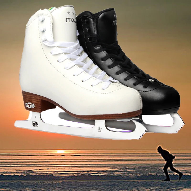 Genuine Leather Waterproof Figure Skate Shoes Thermal Warm Thicken Professional Ice Blade Skating Shoe for Kids Adult Beginner