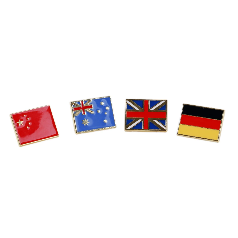 Alloy Flag Brooch China UK Germany Australia Patriotic Badge National Day Celebration Party Logo Gifts for Men Women Jewelry