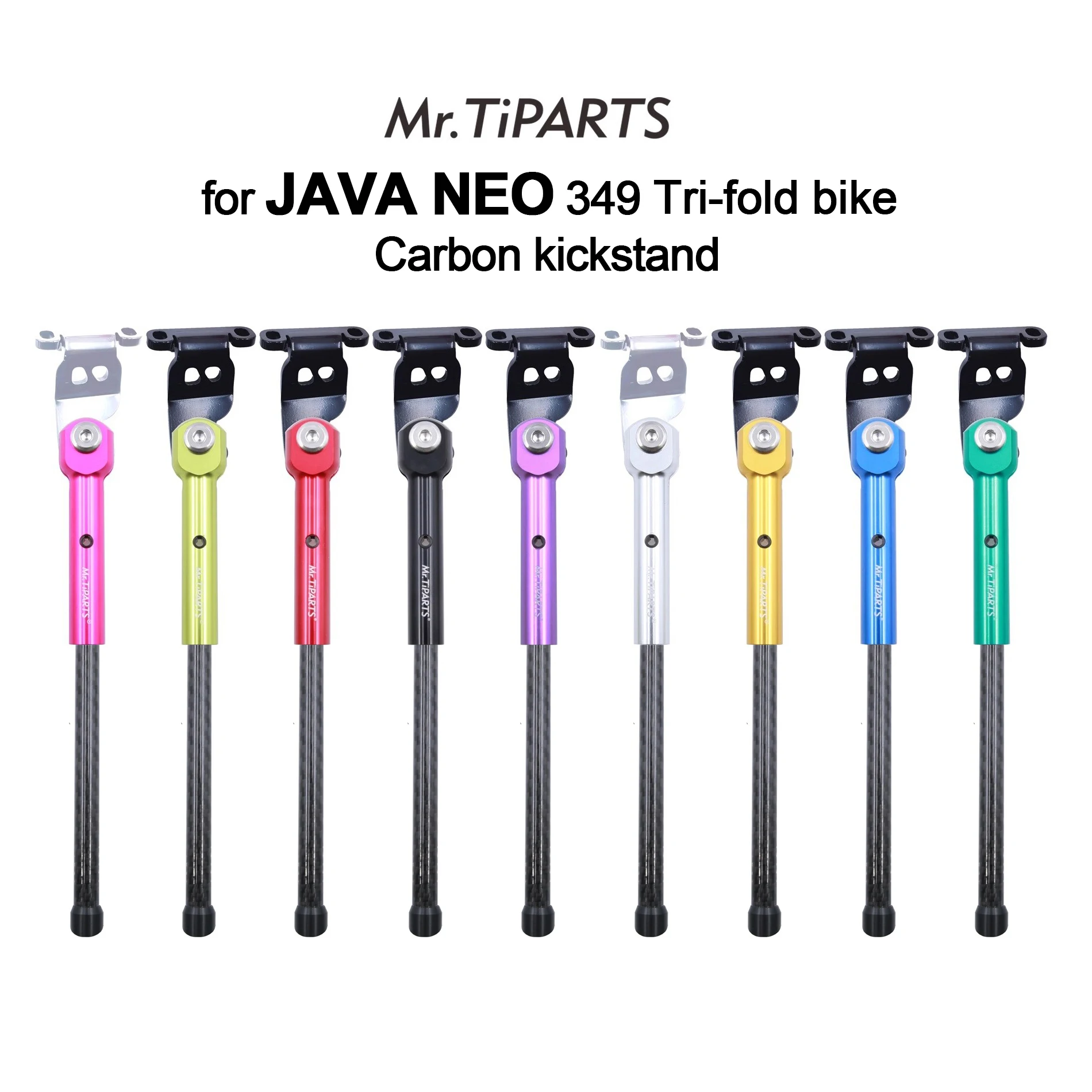 

Mr.TiPARTS Carbon Ultralight Kickstand for JAVA NEO 16 inch Trifold Bicycle Foot Support Bike Three Folding Parking Holder 102g