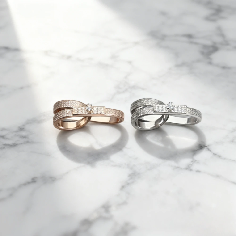 

Trendy 2026 Luxury Pig Nose Double Ring Full Diamond Sparkling Statement Jewelry for Women