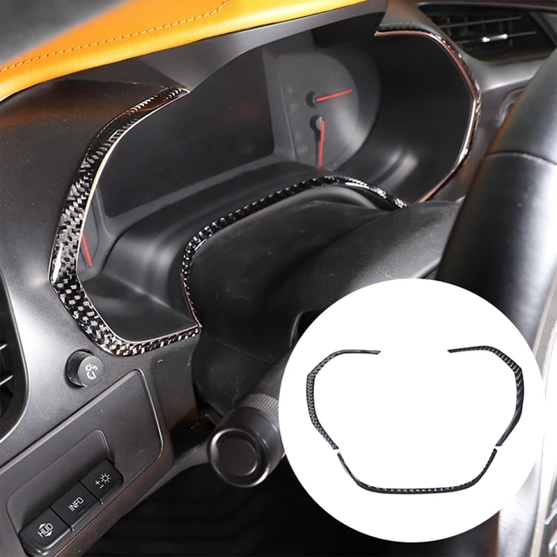 For Corvette C7 2014-2019 Soft Carbon Fiber Car Dashboard Speedometer Trim Strips Sticker Replacement Parts