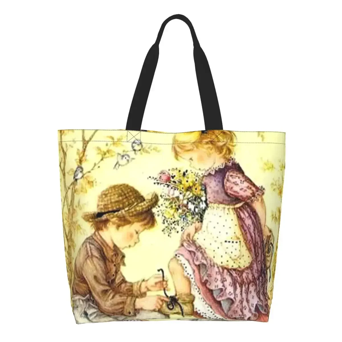 

Custom Sarah Kay Shopping Canvas Bags Women Recycling Large Capacity Grocery Cartoon Girl Tote Shopper Bags