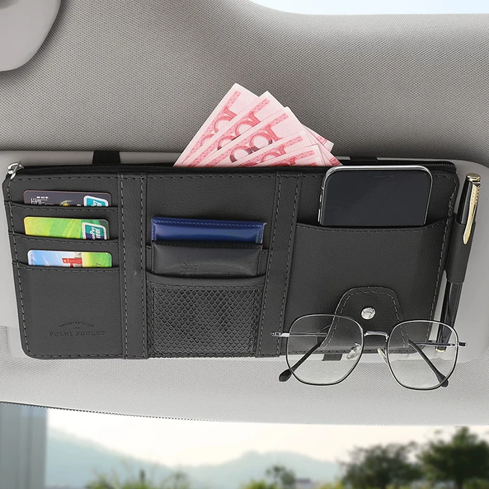 Car Sun Visor Bill Pen Business Card Holder Organizer Storage Box Sunglasses Clip Stowing Tidying Car Accessories