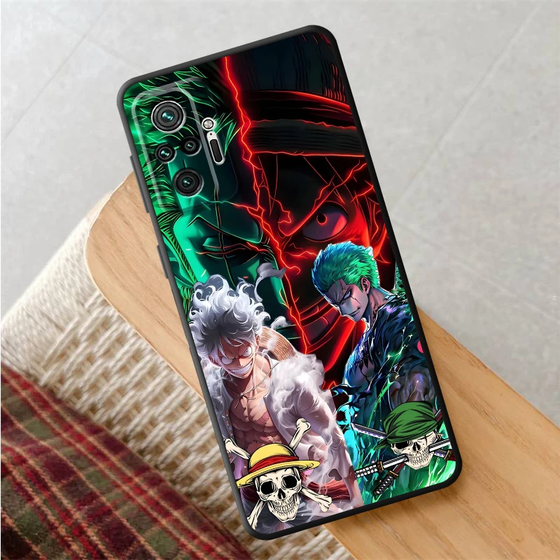 حافظة لهاتف Xiaomi Redmi Note 9S 10S 13 14 Pro Plus 9 10 11 12 Pro 7 8 11s 12s غطاء هاتف ناعم أسود قطعة واحدة موضة لوفي زورو #5