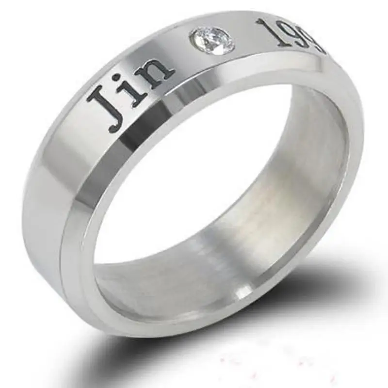 ARMY J-Hope Jin Jung Kook Suga Jimin Jung Kook V Rm Rhinestone Titanium Steel Finger Ring Original Kpop Jewelry Inner 18mm