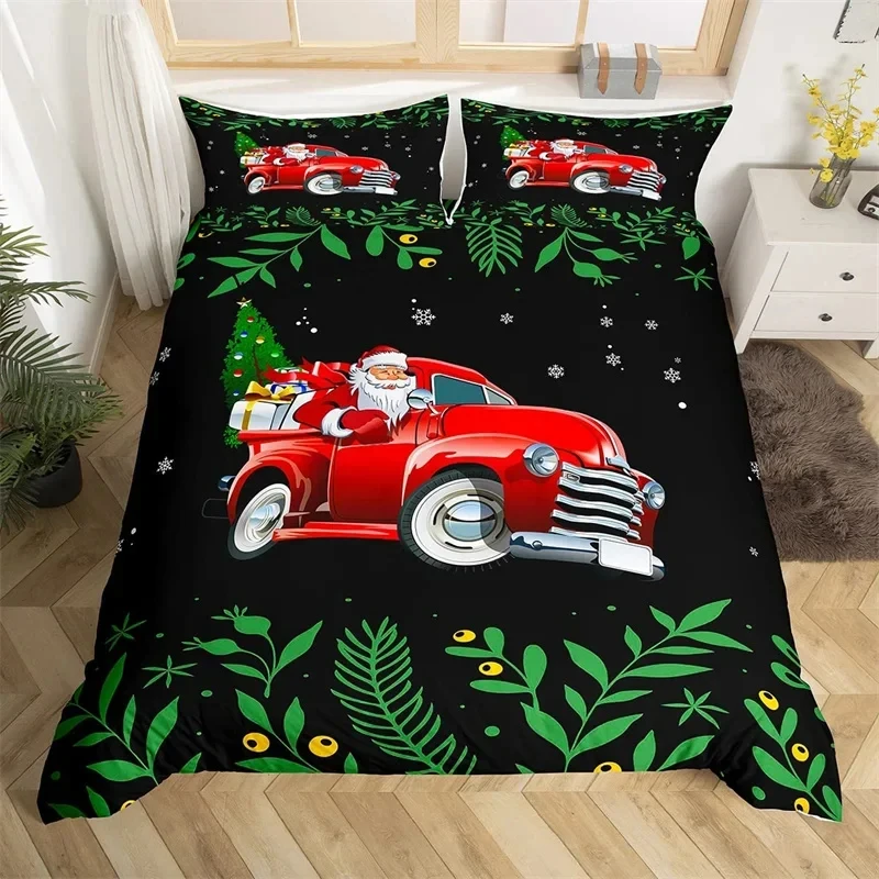 

Santa Claus Bedding Set, Christmas Tree Duvet Cover Full Queen,Galaxy Starry Sky Comforter Cover Xmas Decor New Year Quilt Cover