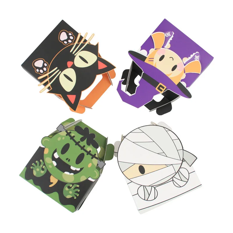 12/24pcs Halloween Papier Süßigkeiten Geschenk box Horror Geist Hexe Mumie Keks bevorzugen Geschenk verpackung Box Trick Halloween Party liefert – Detail 1