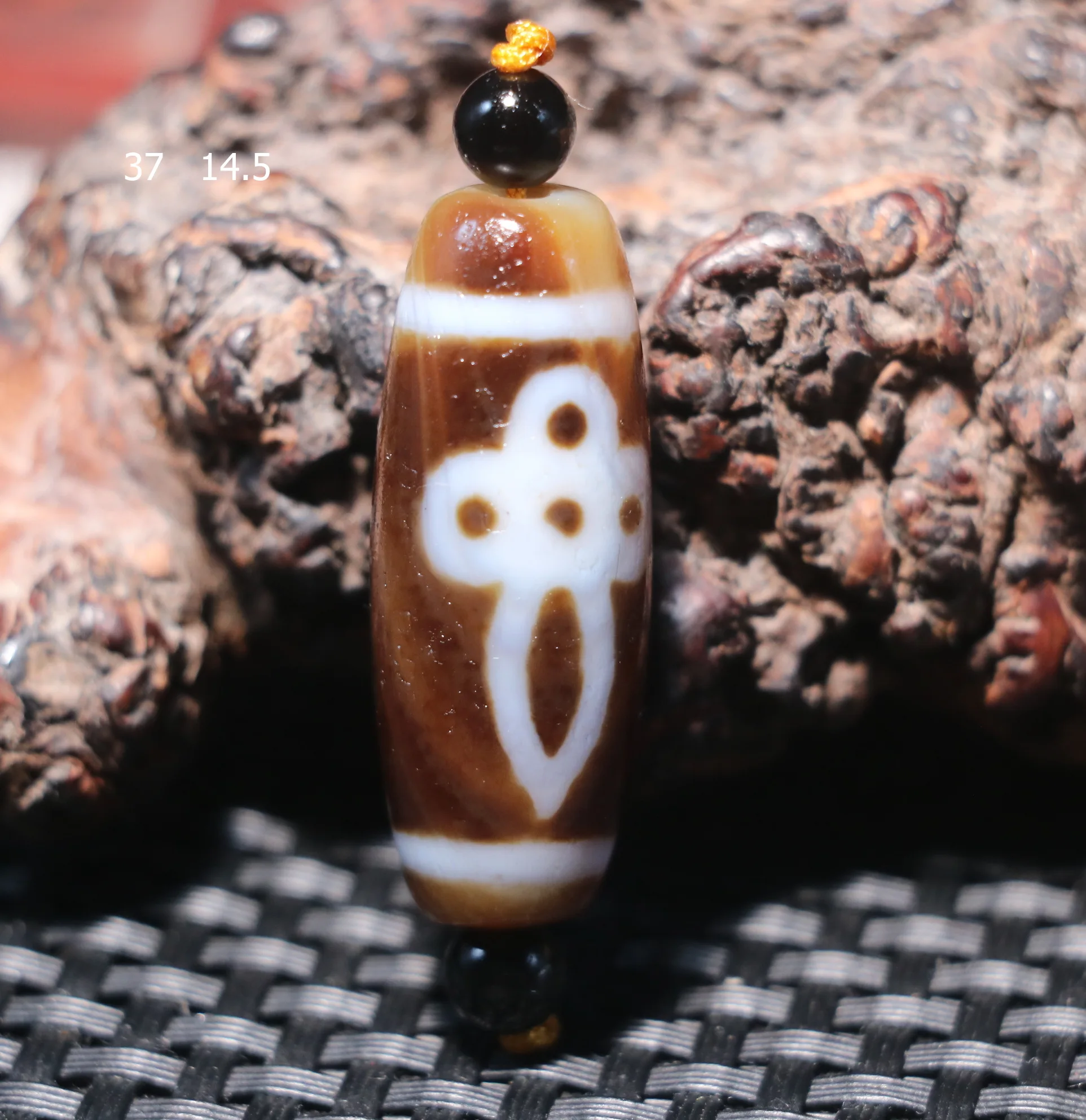 Magic Energy Tibetan Old Agate 4 Eyed Faqi Vajra Dorje dZi Bead Totem 5A Amulet Fit For Making Bracelet TIMESTOWN UPD240809A01