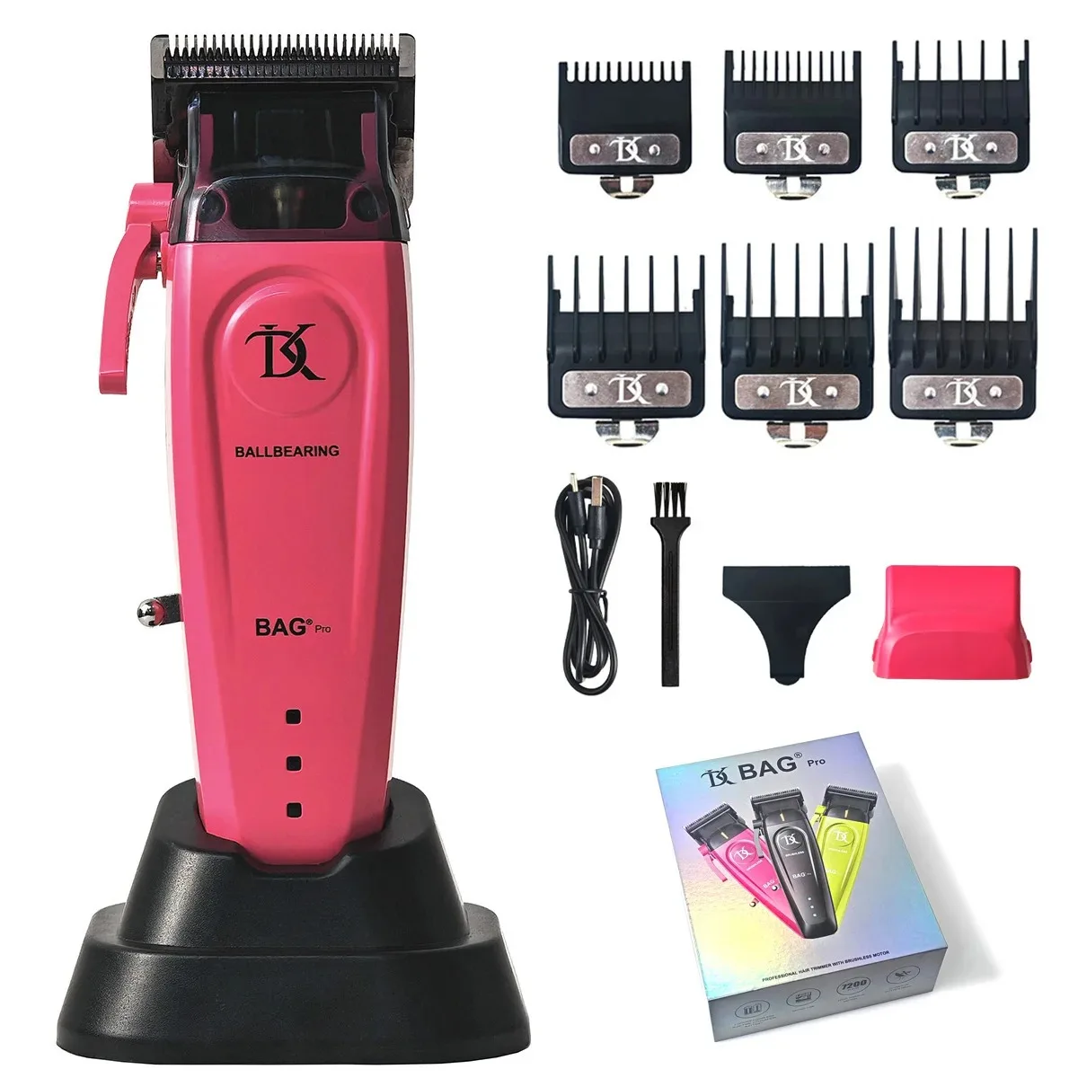 Metaal borstelloze motor 7200RPM DK Bag professionele elektrische tondeuse haartrimmer DLC fade blade kapperszaak tondeuse met basis