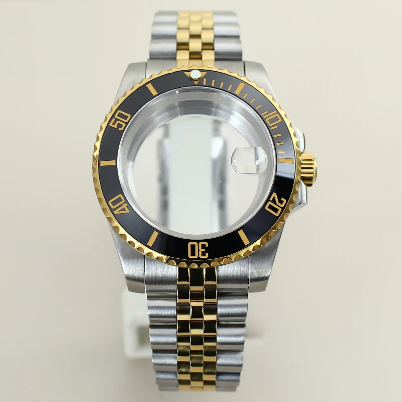 NH35 40 مللي متر ساعة حالات السيراميك إدراج ل SUB NH35 NH36 NH34 ميوتا 8215 Eta 2824 20ATM غواص الياقوت الشريحة مشبك حزام اليوبيل #1