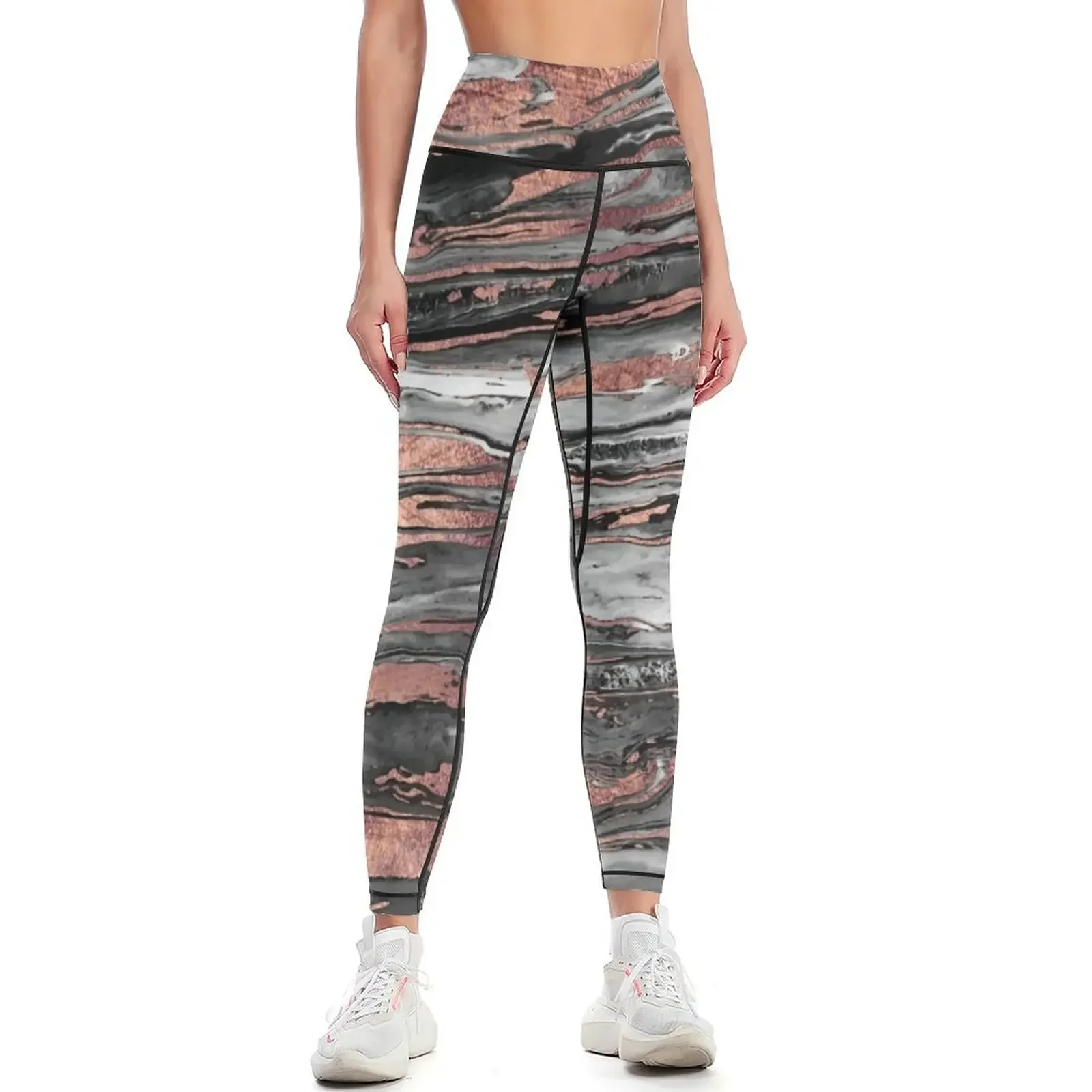 

Modern rose gold abstract marbleized paint Leggings harem pants joggers for fitness set gym Womens Leggings
