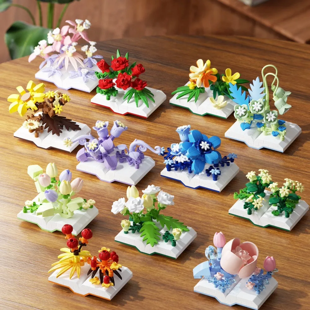 Creative Eternal Flower Micro‑particle Building Blocks Ornament DIY  Assembly Flower Puzzle Desktop High‑value Decoration Gift