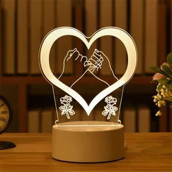 2022 Valentines Day Gift 3D Love Lamp Acrylic Bear Rose LED Night Light Kids Birthday Gift Rabbit Easter Deco Wedding Decoration