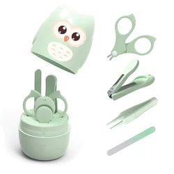 Kit de manicura para bebé, juego de cuidado de uñas 4 en 1 con estuche bonito, cortaúñas para bebé, tijeras, lima de uñas y pinzas, Kit de manicura para bebé