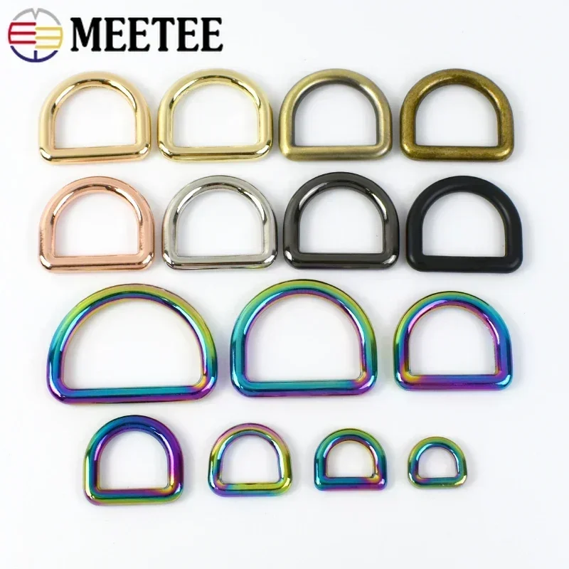 20Pcs Meetee 10-50mm Metal Rings Buckles for Bags Strap Belt Dog Collar Webbing Adjustment Clasp Accessories DIY Leather Craft