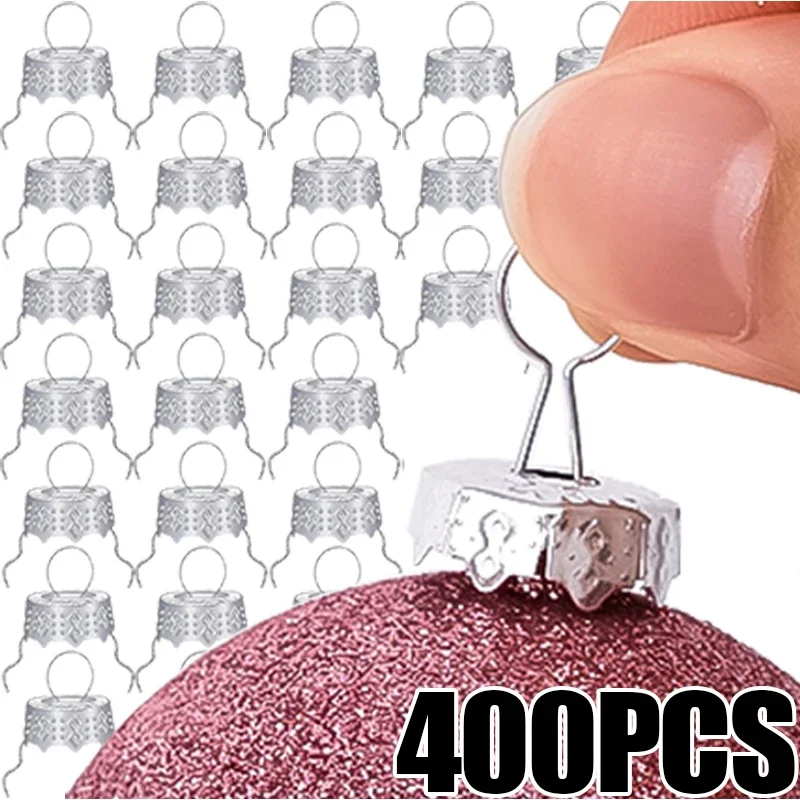 100-400Pcs Christmas Ball Caps for Xmas Tree Ornament Removable Metal Silver Hanger Hat Replacement Decorations Navidad New Year