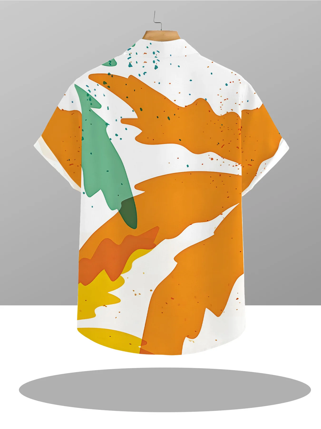 New Men's Shirt Abstract Color Block Splatter Print Short Sleeve Lapel Button Down Casual Summer Street Tops Men Clothing