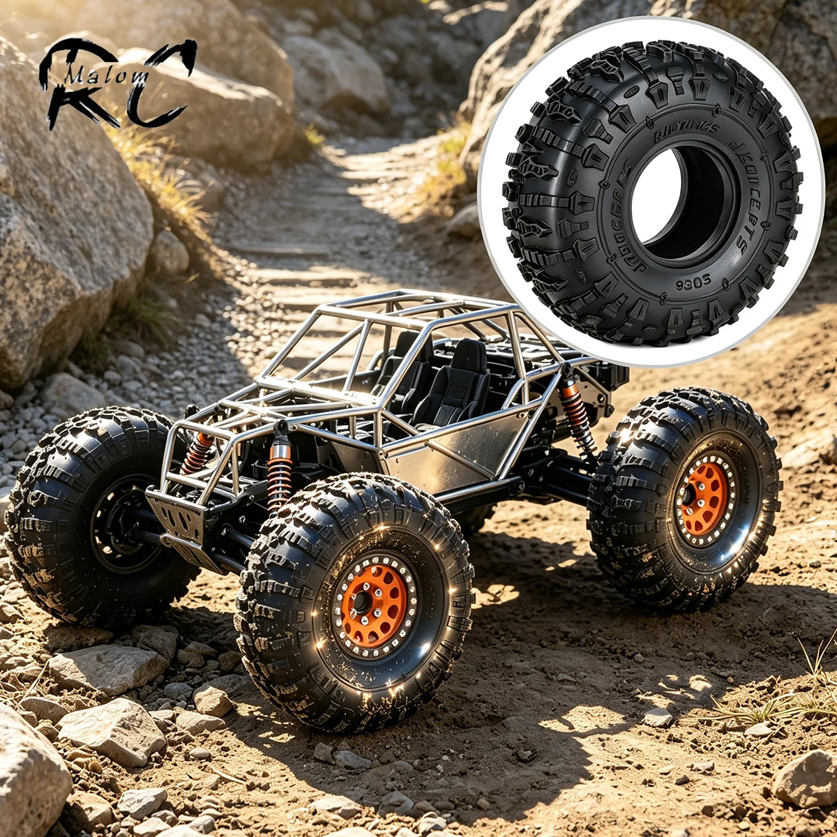 Pneus en caoutchouc de 123 mm 1,9 pouces pour Crawler RC 1/10 – Compatible avec Traxxas TRX4 TRX6 Axial SCX10 90046 AXI03007
