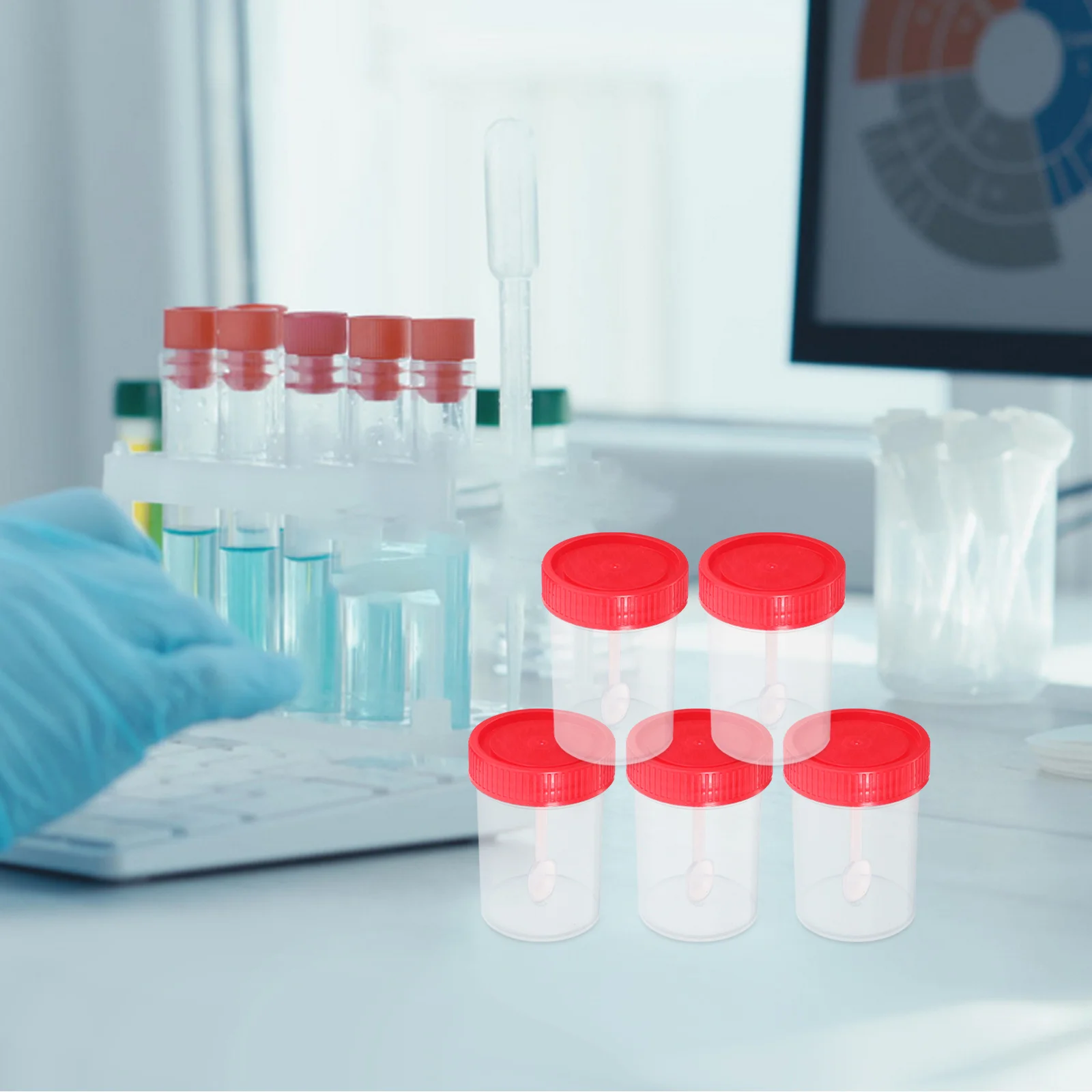 

50Pcs Medical Specimen Cup Stool Container Spiral Cover Leak Proof for Lab Sample Testing Specimen Cup Stool Container