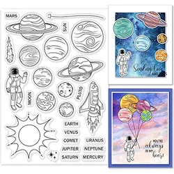 Universe Space Adventure Clear Stamps Planet Astronauts Silicone Clear Stamp Seals for Cards Making DIY Scrapbooking