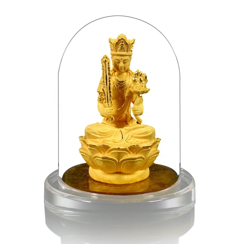 High quality small Buddha statue 24K Gold lucky metal mini Buddha statue car pendant ornament