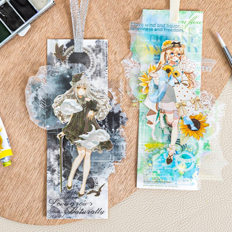 6Style 18Pcs/bag Watercolor Book Series Sticker Book Creative Material Decoration DIY Scrapbook Scrapbook Photo Frame Glasses