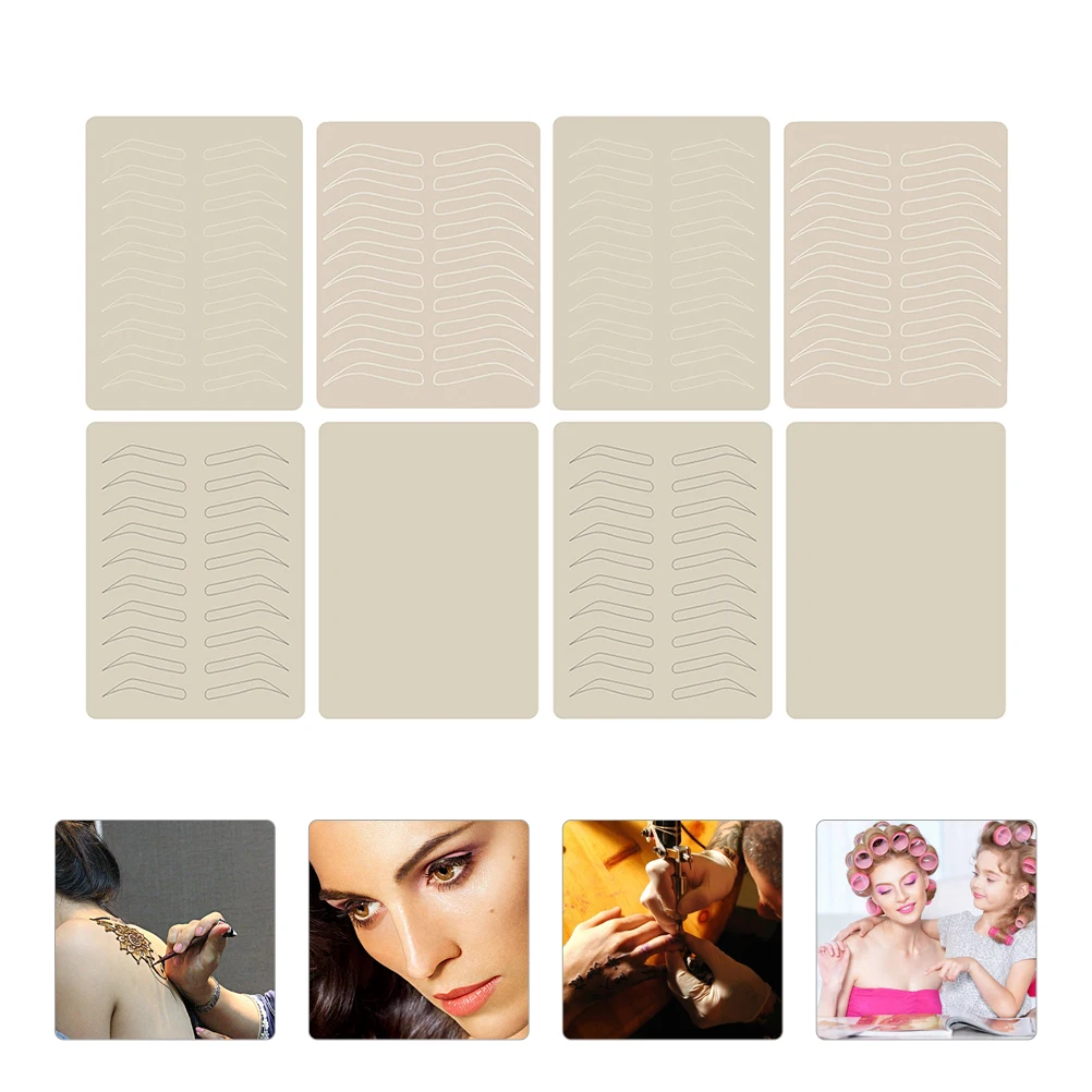 

8 Pcs Practice Skin for Tattooing Eyebrows Fake Trimming Ivory Rubber Student