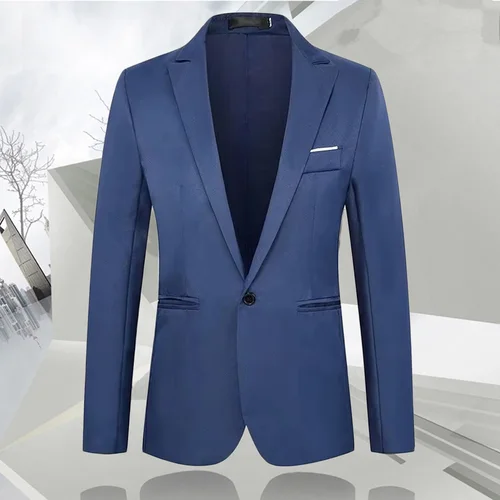 Traje ajustado a la moda de otoño para hombre, chaqueta subtlety Formal informal de negocios con solapa de Color puro, traje ligero de lujo de manga larga, ropa de calle