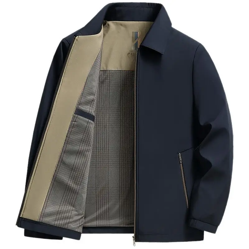 

Men's Stand Collar Jaet Casual Flip Collar Dad Coat Busin Autumn Winter New Sle Polyester Fiber Long Sve Outerwear