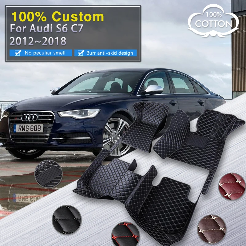 

Car Floor Mats For Audi S6 C7 4G 2012~2018 Durable Carpets Luxury Leather Mat Rug Anti Dirt Pad Full Set Car Accessories 2013