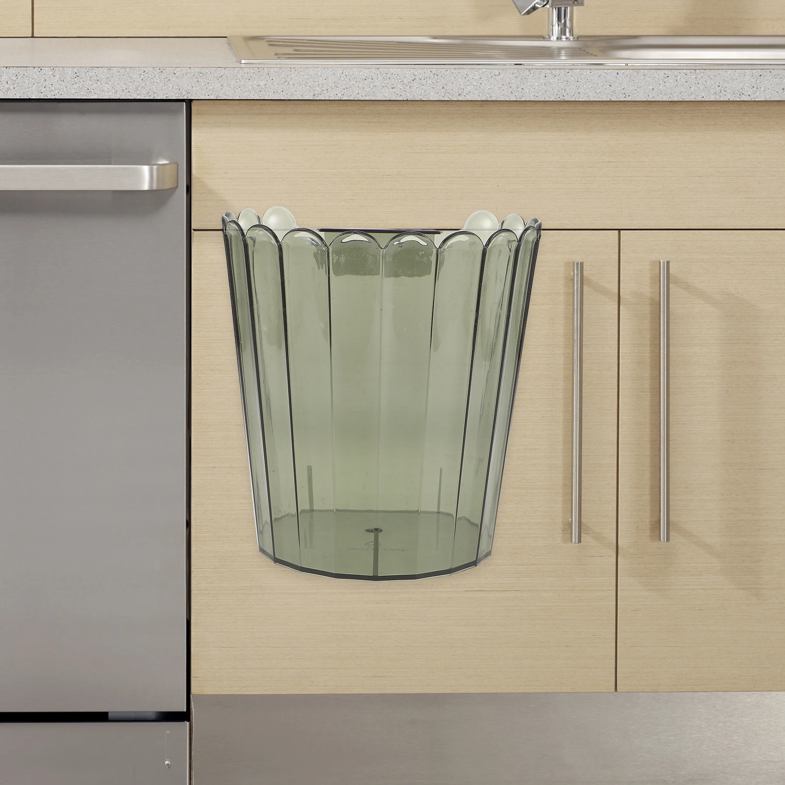 

Wall Mounted Trash Can for Kitchen Bathroom Cabinet Door Space Saving Garbage Bin Hooks Sturdy PET Material Easy Install Compost