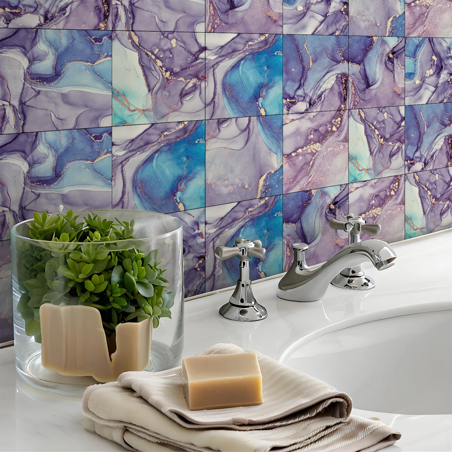 

Self-Adhesive PVC Wall Stickers Marble Pattern Waterproof Scratch-Resistant for Kitchen Bathroom 15x15/20x20/30x30cm