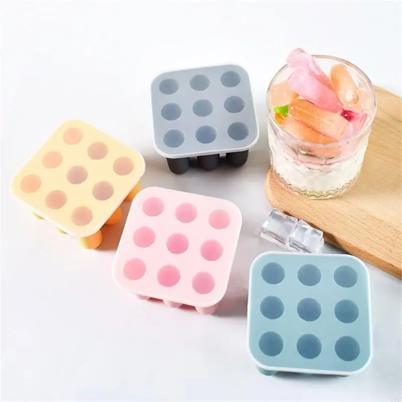 9Cells Silicone Ice Cream Molds Ice Lolly Mould Ice Cream Molds Reusable DIY Popsicles Making Moulds Kitchen Accessories Q5WC